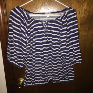 Old Navy 3/4 sleeve top in navy & white stripes